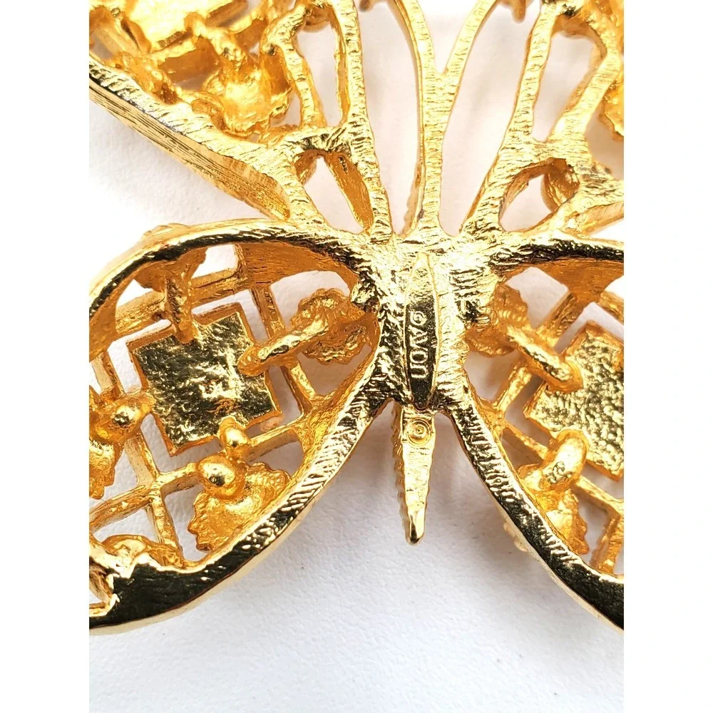 Vintage Avon Butterfly Brooch Gold Tone Beauty